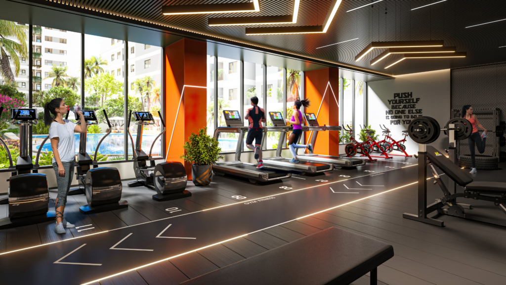 Phối cảnh phòng tập gym và yoga dự án Legacy Prime 
