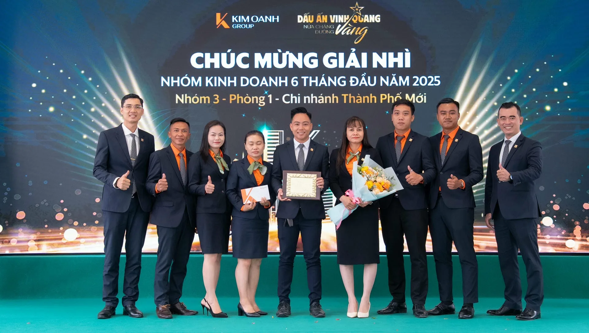 Nhóm 3 - Phòng 1 - Chi nhánh Thành Phố Mới được vinh danh với Giải Nhì - Nhóm kinh doanh xuất sắc 6 tháng đầu năm 2025.