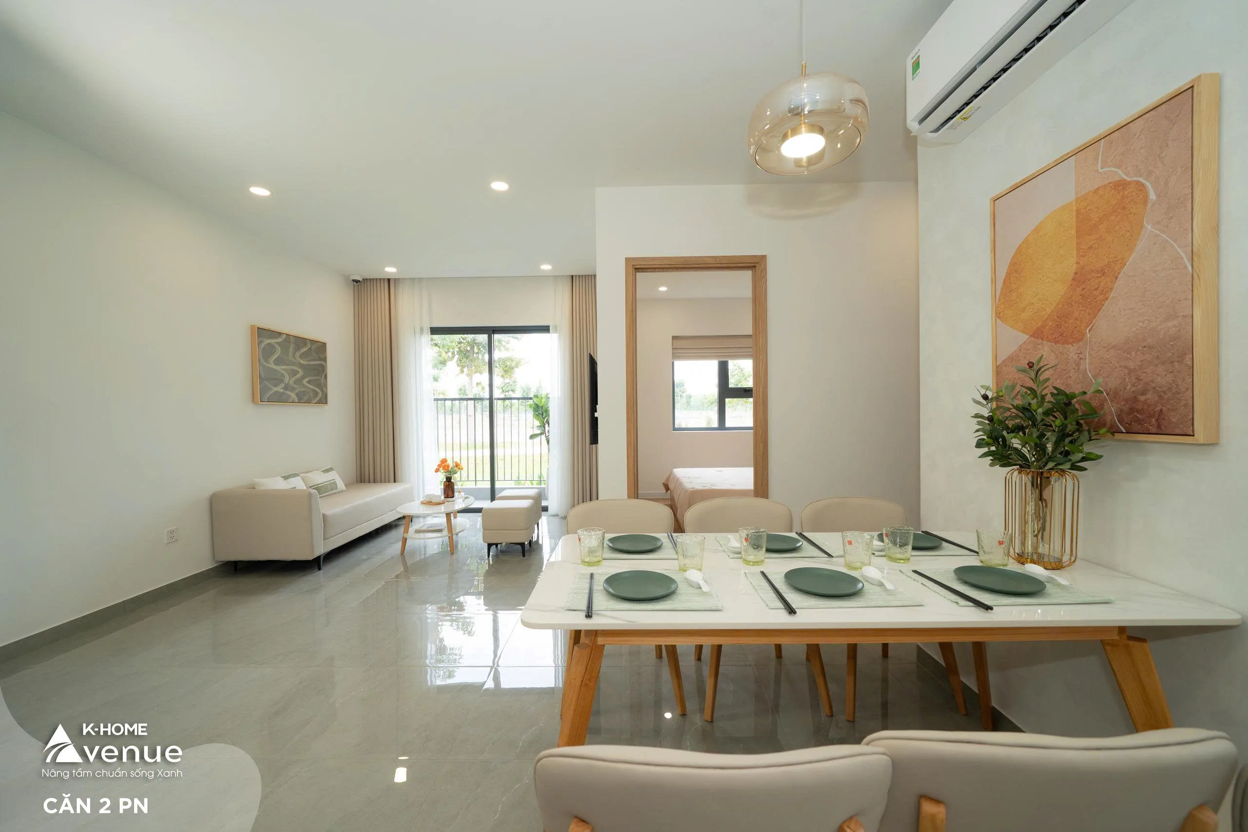 Thiết kế nội thất căn hộ 2 phòng ngủ tại K-Home Avenue bàn giao cho khách hàng.